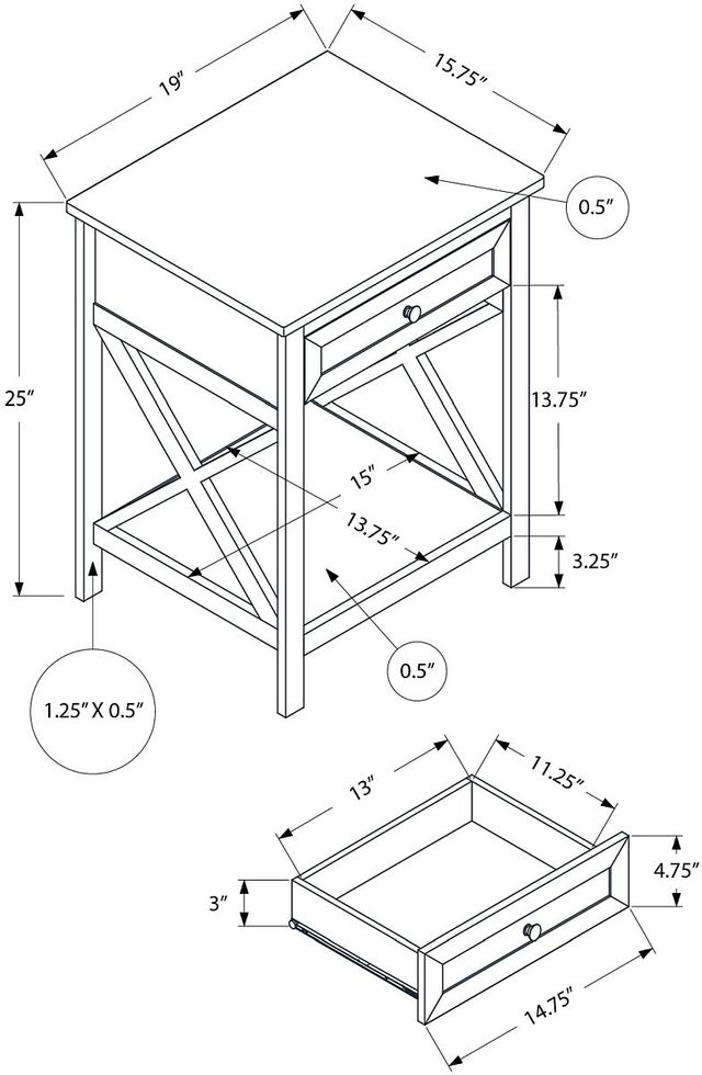 Monarch Specialties Inc. Black Veneer 2-Tier Storage End Table-1