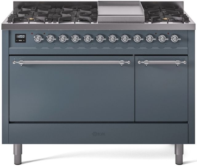 Ilve® Nostalgie II Series 48" Blue Gray Pro Style Dual Fuel Range-0