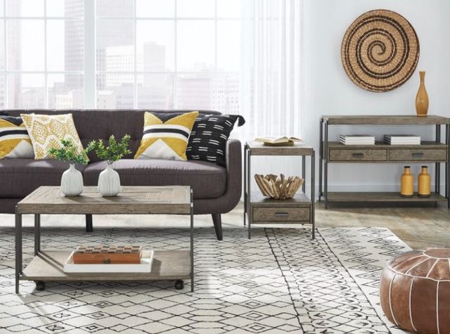 Null Furniture 3021 Gunmetal/Weathered Pine Cocktail Table-1