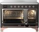 Ilve® Majestic III 48" Glossy Black Pro Style Induction Range with Triple Glass Door and Copper Trim-1