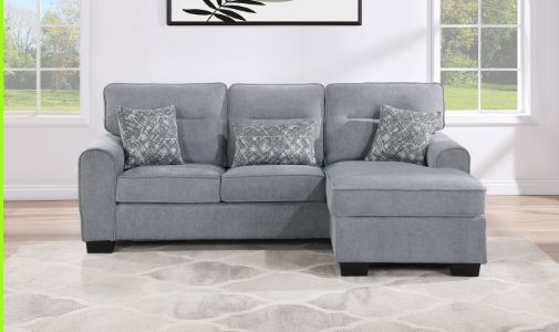Milton Greens Stars 2-Piece Light Gray Fabric Cushioned Arm Sectional-1