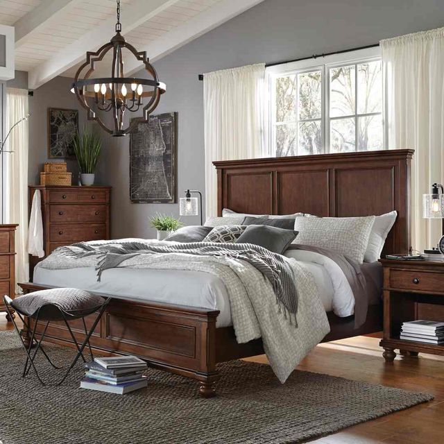 aspenhome® Oxford Whiskey Brown King Panel Bed-2