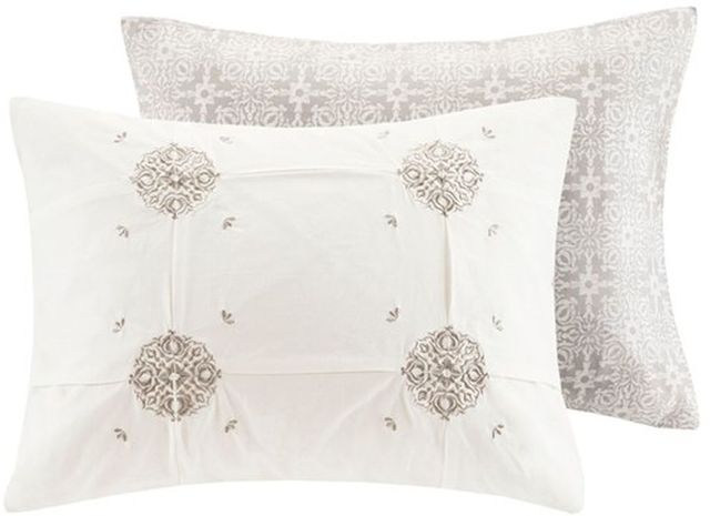 Olliix by Madison Park Ivory Full/Queen Malia 6 Piece Embroidered Cotton Reversible Comforter Set-1
