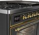 Ilve® Majestic III 48" Graphite Matte Pro Style Dual Fuel Natural Gas Range with Triple Glass Door and Brass Trim-2