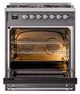Ilve® Nostalgie II Noblesse 30" Graphite Matte Pro Style Dual Fuel Range with Chrome Trim-2