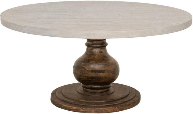International Furniture Direct Lumiere Gray with Matte Acrylic Top Pedestal Dining Table with Brown Base-0
