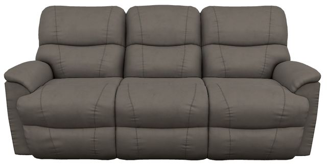 La-Z-Boy® Trouper Gray Leather Manual Reclining Sofa-1