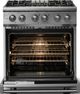 Viking® 5 Series 30" Stainless Steel Pro Style Dual Fuel (LP) Range with Polished Chrome Trim-1