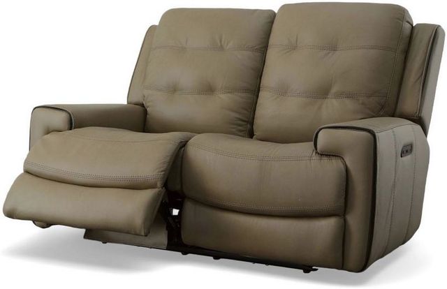 Flexsteel® Wicklow Brown Power Reclining Loveseat with Power Headrests-2