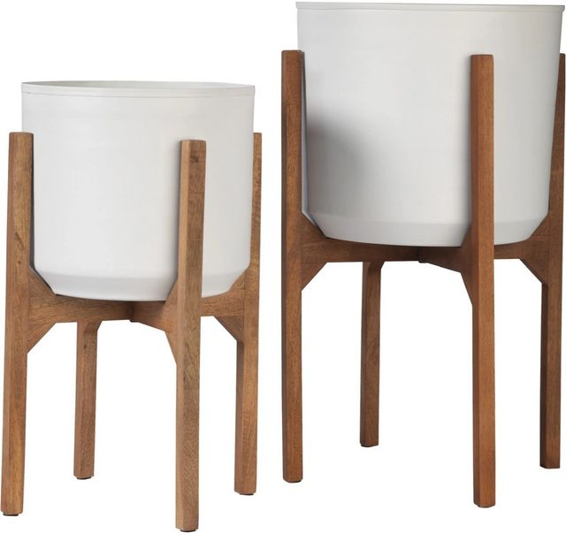 Signature Design by Ashley® Dorcey 2-Piece Brown/White Planter Set