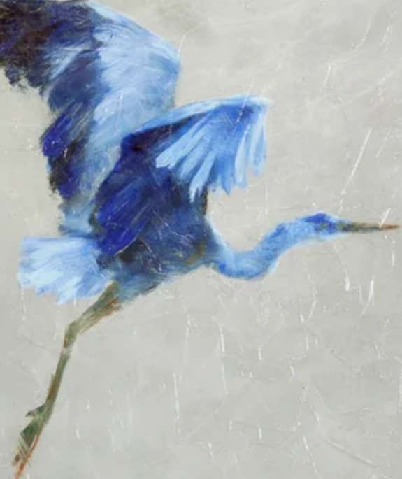 Stylecraft Blue Heron I Black/Blue/Light Gray/Silver Wall Art -1