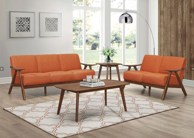 Homelegance® Damala Orange/Walnut Sofa-1