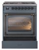 Ilve® Nostalgie II Noblesse 30" Blue Gray Pro Style Dual Fuel Range with Burnished Trim-3