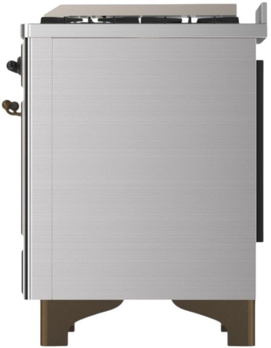 Ilve® Majestic III 36'' Stainless Steel Pro Style Dual Fuel Liquid Propane Range with Triple Glass Door and Burnished Trim-3