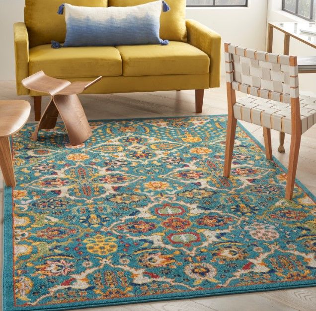 Nourison Home™ Allur Turquoise Ivory 5'x7' Area Rug-4