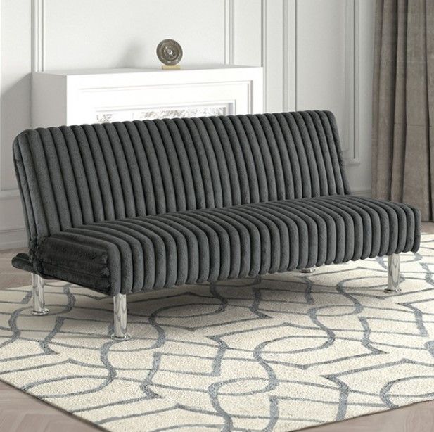 Furniture of America® Hinwil Charcoal Futon Sleeper Sofa-1