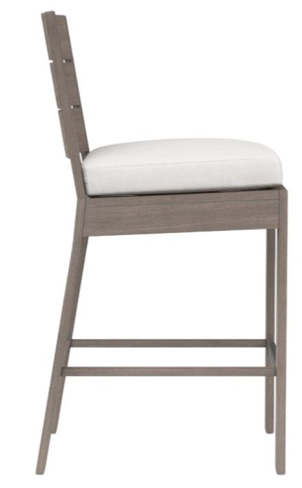 Sunset West Laguna Driftwood Aluminum Outdoor Counter Stool with Canvas Flax Cushion-1
