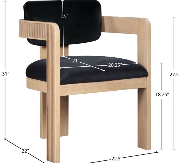 Meridian Furniture Sacha Black/Natural Velvet Upholstered Dining Chair-2