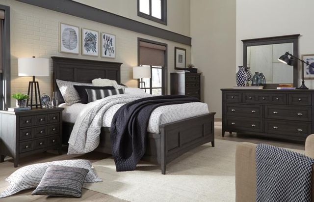 Magnussen Home® Westley Falls Graphite Complete California King Panel Bed with Storage Rails-1
