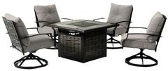 Furniture of America® Segovia 5-Piece Black/Gray Polyethylene Wicker/Polyspun/Steel Outdoor Patio Dining Set