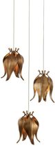 Currey & Company Iota Antique Brass/Sliver Round Multi-Drop Pendant Lighting-0