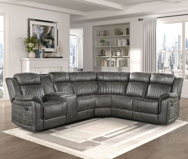 Homelegance® Centeroak 3-Piece Brownish Gray Manual Reclining Sectional-1