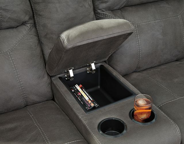 Signature Design by Ashley® Austere Gray Manual Double Reclining Loveseat-3