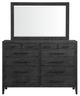 Elements International Versailles Contemporary Black 12-Drawer Dresser and Mirror-1