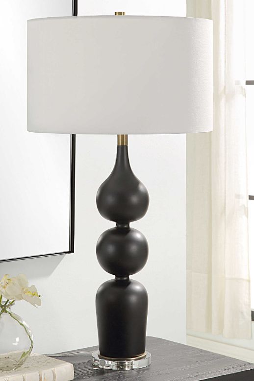 Uttermost® Caviar Matte Black Glaze Table Lamp-1