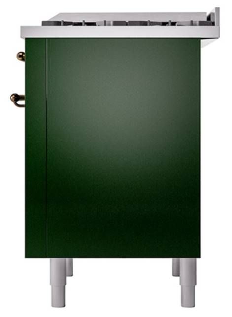 Ilve® Nostalgie II Noblesse 36'' Emerald Green Pro Style Dual Fuel Range with Burnished Trim-3