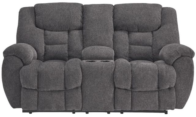 Signature Design by Ashley® Foreside Charcoal Manual Reclining Loveseat with Console-1