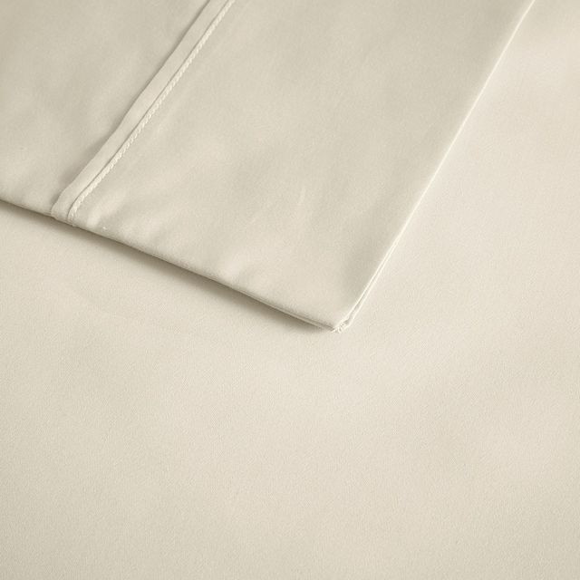 Olliix by Beautyrest Ivory Queen 400 Thread Count Wrinkle Resistant Cotton Sateen Sheet Set-3