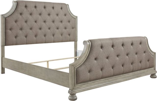 Benchcraft® Falkhurst 4-Piece Brown/Gray Queen Upholstered Panel Bed Set-1