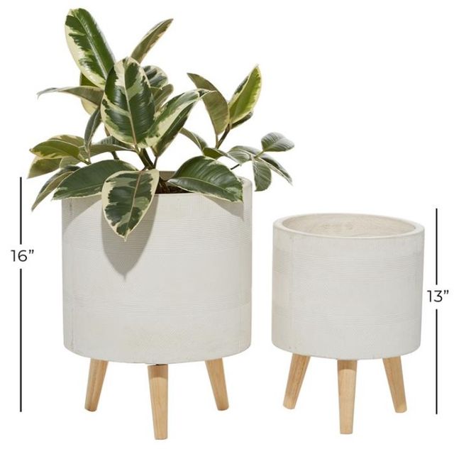 Deco Marche 2-Piece White 13" Planter Set-3