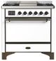Ilve® Majestic III 36" White Pro Style Dual Fuel Natural Gas Range with Solid Door and Burnished Trim-0