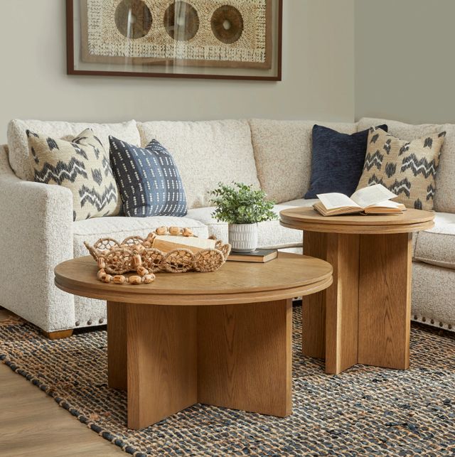 Flexsteel® Waterfall Light Oak Round Coffee Table-3