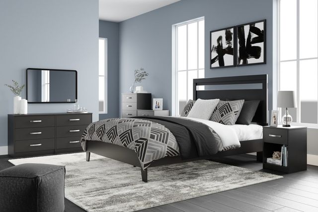 Signature Design by Ashley® Finch 2-Piece Black Queen Panel Platform Bed Set-3