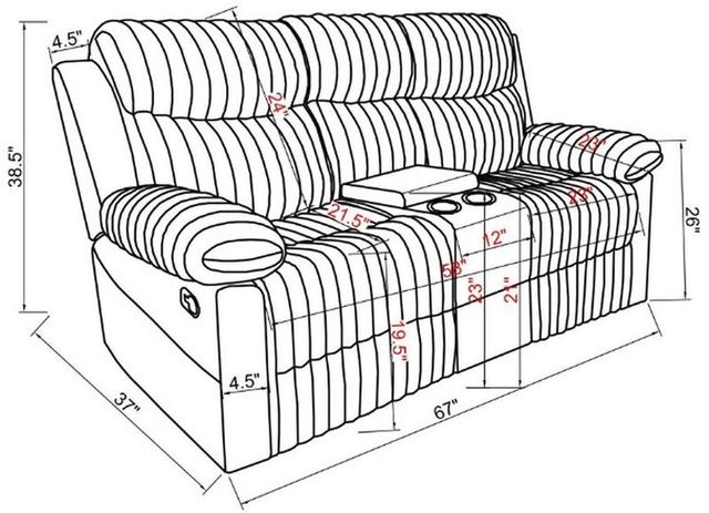 Global Furniture USA U6028 Brown Manual Reclining Loveseat with Console-3