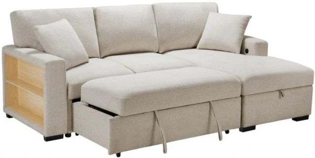 Homelegance® Pompano 2-Piece Beige Right-Arm Facing Pull-out Sleeper Sectional and Chaise-0