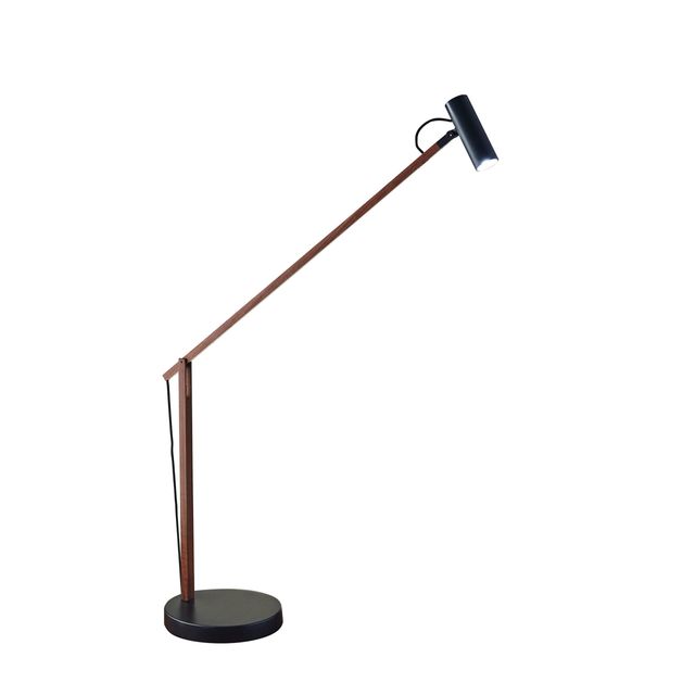 Adesso® Crane Walnut Wood/ Black LED Floor Lamp-0