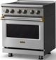 Viking® 5 Series 30" Stainless Steel Pro Style Electric Range with Brushed Brass Trim-3