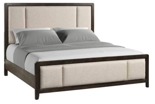 Bernards Fulton Beige/Medium Brown Upholstered King Panel Bed-0
