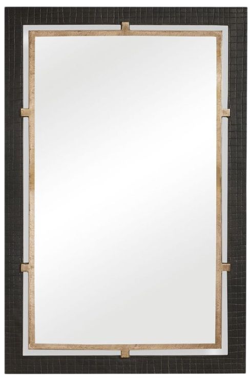 Uttermost® Guerra Antique Brass/Dark Walnut Mirror-0