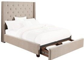 Mazin Furniture Fairborn Beige Queen Storage Bed-0