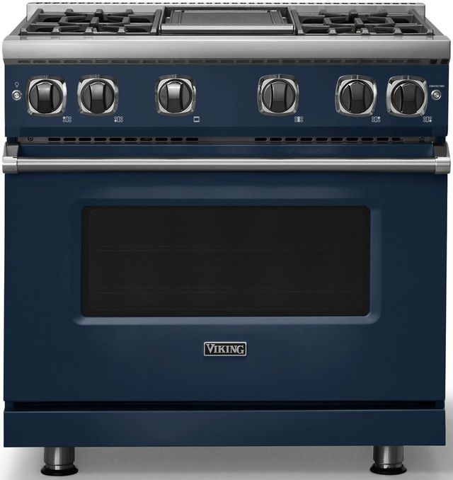 Viking® 7 Series 36" Slate Blue Pro Style Natural Gas Range with 12" Reversible Griddle-0