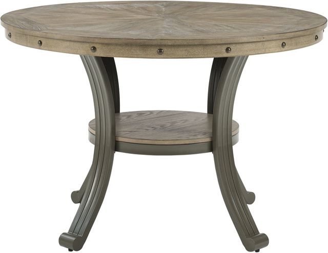 Powell® Franklin Gray Dining Table with Pewter Frame-2