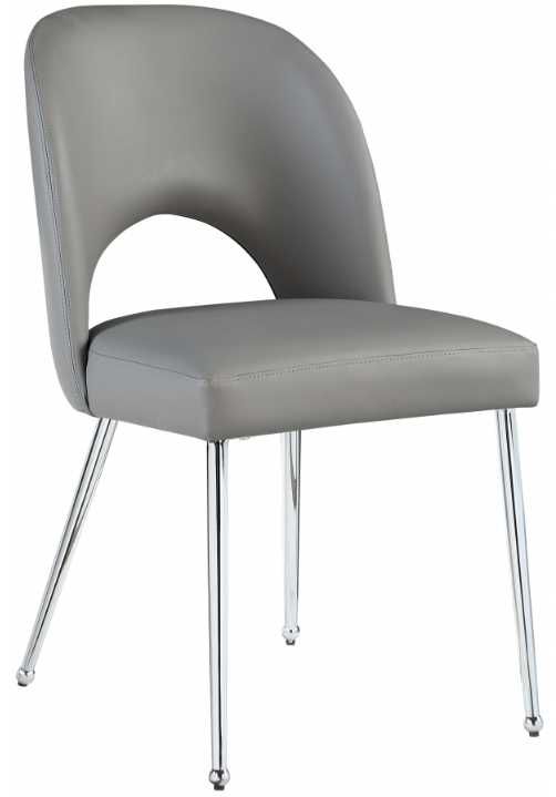 Meridian Furniture Logan Grey/Chrome Velvet Dining Side Chair-0
