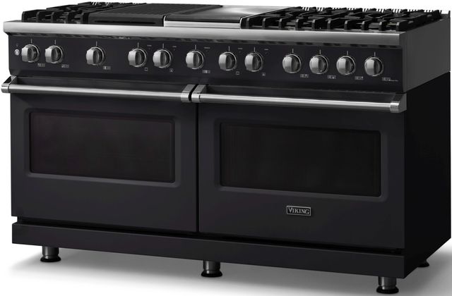Viking® 5 Series 60" Onyx Pro Style Dual Fuel (LP) Range with Polished Chrome Trim-2