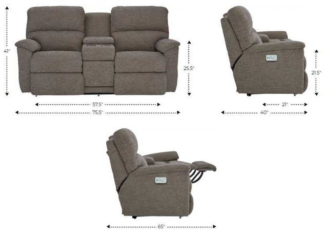 La-Z-Boy® Brooks Shadow Power Reclining Loveseat with Console, Headrest, and Lumbar-2