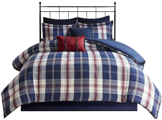 Olliix by Woolrich Ryland Blue Full/Queen Oversized Plaid Print Comforter Set-0